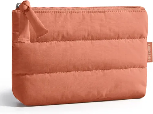 Vista 19 de BAGSMART Pequeña bolsa de maquillaje, neceser portátil esponjoso con cierre de cremallera con encanto, organizador de viaje resistente al agua