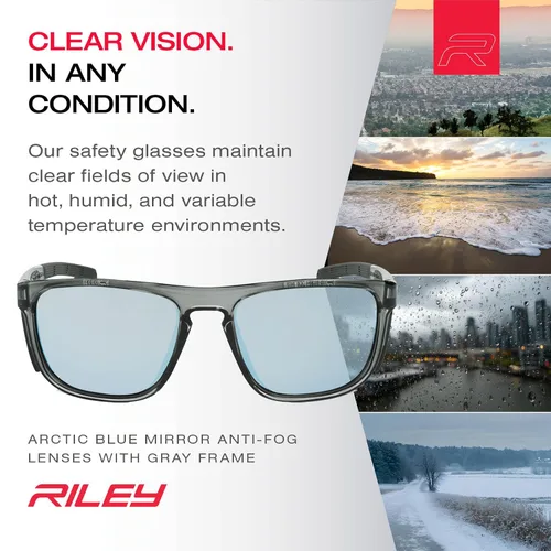 Vista 3 de Riley Navigator X - Gafas de seguridad antivaho, resistentes a los arañazos y a los impactos y bloqueo UV, marco completo ligero para el trabajo, al