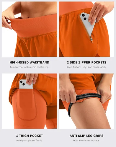 Vista 5 de Bikewa Pantalones cortos de ciclismo de montaña para mujer, acolchados en 4D, con bolsillos con cremallera