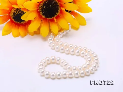 Vista 8 de JYX Pearl Collar largo 0.354-0.394 in plano redondo blanco perla de agua dulce collar suéter sin fin 32", Perla, Perla