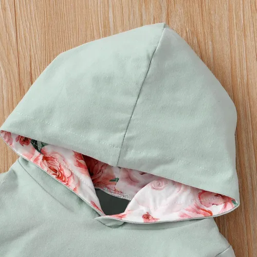 Vista 3 de Conjunto de sudadera con capucha para bebé y niña conjunto de pantalones deportivos de manga larga para otoño e invierno