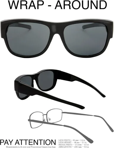 Vista 2 de The Fresh - Lentes de sol polarizados, de alta definición y envolventes para uso sobre anteojos - Estuche de piel para anteojos
