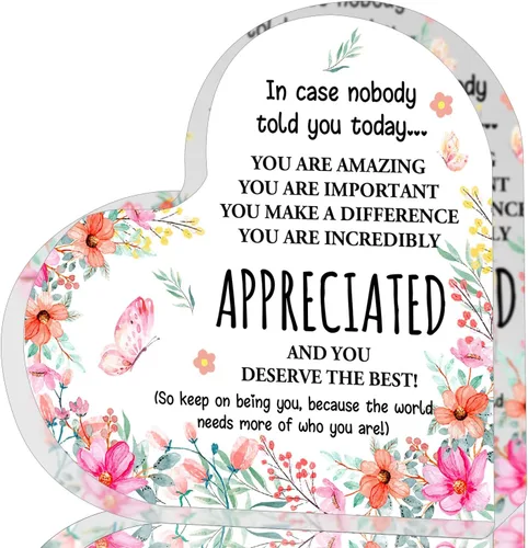 Vista 6 de Regalos de Apreciación para Mujeres, Recuerdo de Corazón de Acrílico, Regalos Inspiracionales para Jefa de Colega, Regalos de Despedida de Oficina