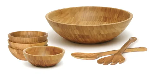 Vista 9 de Lipper International Ensaladera de madera de bambú, pequeño, 7 pulgadas de diámetro x 2.25 pulgadas de alto, tazón individual