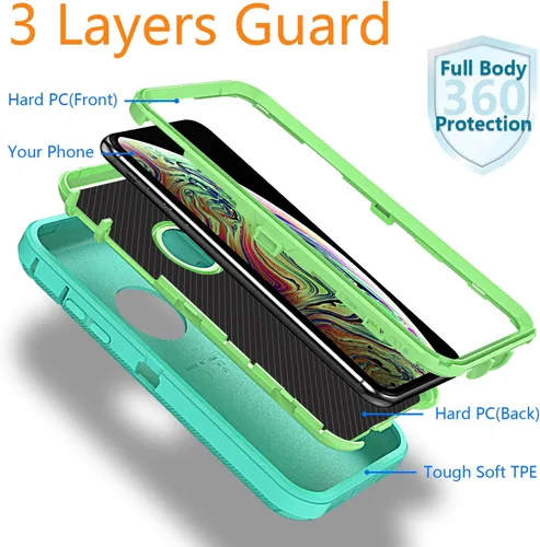 Vista 3 de YmhxcY Funda para iPhone Xs Max, a prueba de golpes, a prueba de caídas, a prueba de polvo, 3 capas, duradera, funda de teléfono de protección