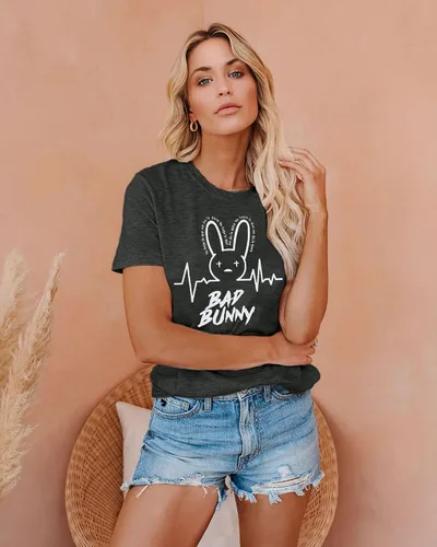 Vista 4 de SFHFY Camiseta de conejo para mujer, divertida camiseta con gráfico de conejo, camiseta de Pascua con diseño de hip hop, camiseta de Pascua