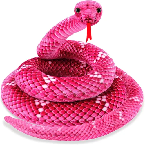 Vista 11 de Peluche de serpiente, animal de serpiente de peluche, serpientes de juguete pequeñas de 27 pulgadas para niños, animales de peluche gigantes, Negro