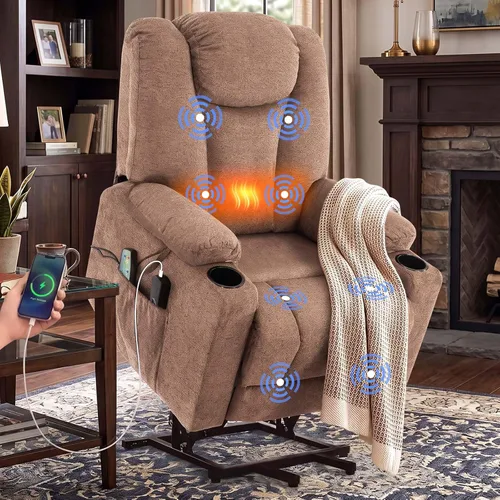 Vista 12 de Silla reclinable Power Lift para personas mayores con puertos USB y tipo C Negro