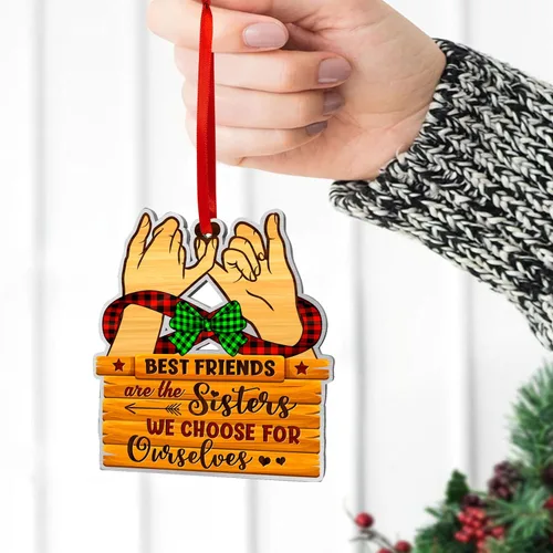 Vista 7 de Adorno de Navidad de Friends 2023, Besties Forever, adorno de aluminio de doble cara (no 3D), regalo para Navidad, decoración de mejores amigas son
