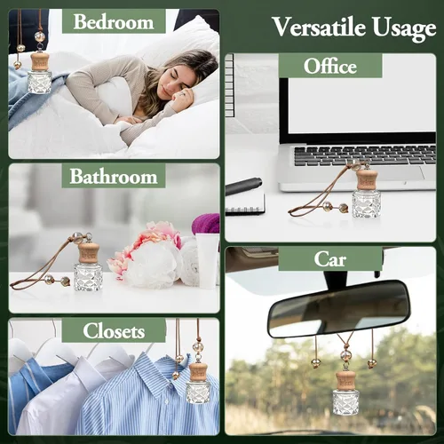 Vista 7 de RoyAroma Difusor ambientador ecológico para automóvil, difusor colgante para automóvil, paquete de 2, perfume de aceite esencial natural