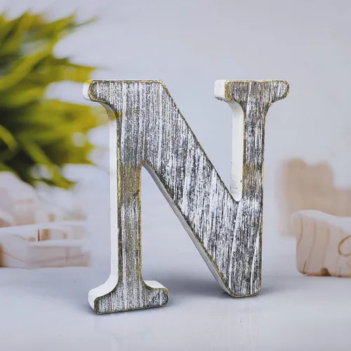 Vista 8 de Letras de madera rústica sin terminar de 4 pulgadas para decoración de pared, letras decorativas de pie en rodajas, decoración de tablero