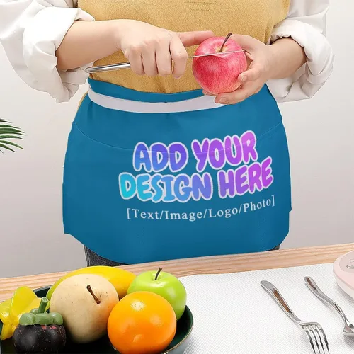 Vista 139 de AXKEUDO Delantal personalizado con bolsillos, delantales de cintura para camarera para cocinar en casa, restaurante, servir trabajo