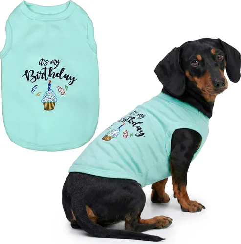 Vista 47 de Camiseta para perro Parisian Pet con palabras bordadas "Es mi cumpleaños" - Camiseta sin mangas para cumpleaños de perro - Chaleco ligero