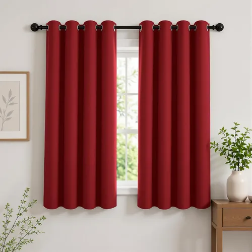 Vista 107 de Cortinas de oscurecimiento de habitación de 45 pulgadas de largo para dormitorio y sala de estar, cortinas térmicas aislantes con ojales