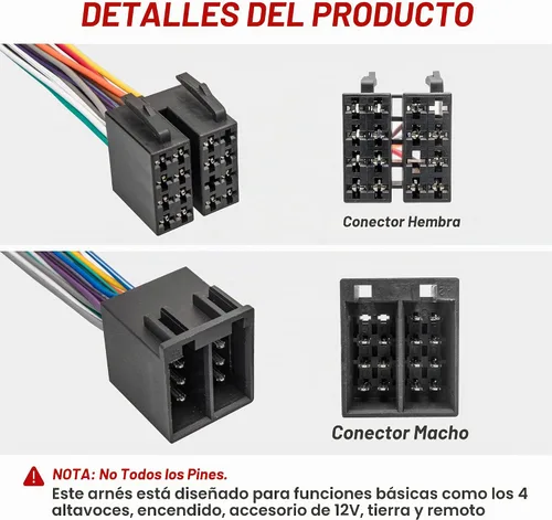 Vista 3 de RED WOLF Adaptador de arnés de cableado de radio ISO de 16 pines macho y hembra para Freightliner 2004-2021, Volvo 2004-2016, conector estéreo