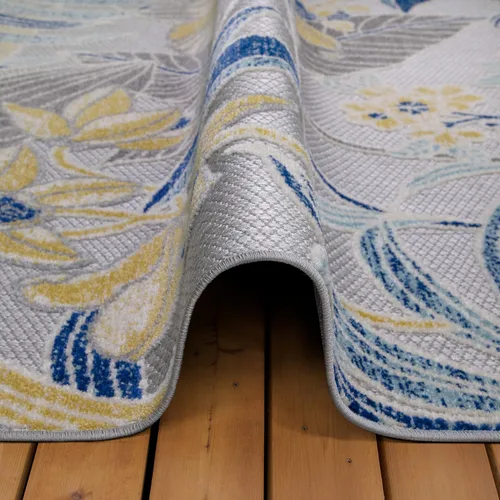 Vista 4 de Leick Home 595249 Song Floral - Alfombra rectangular para interiores y exteriores, 3 x 5 pies