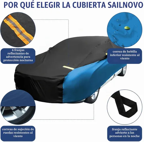 Vista 7 de Riakrum Funda completa impermeable para todo tipo de clima, para automóviles, resistente al viento, a la lluvia, protección UV, resistente a
