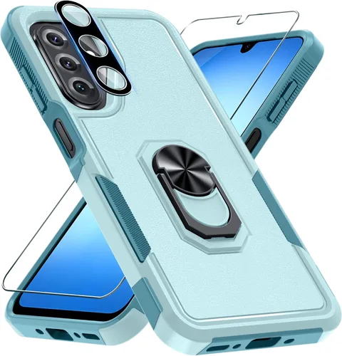 Vista 43 de Janmitta Funda compatible con Samsung Galaxy A14 5G con protector de pantalla + protector de lente de cámara, funda resistente de servicio pesado