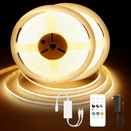 Vista 22 de Tira LED COB, tira de luz LED COB blanca cálida de 16.4 pies, tira de luz LED regulable de 2700 K, CRI92+, 0.315 in de ancho, cinta LED flexible