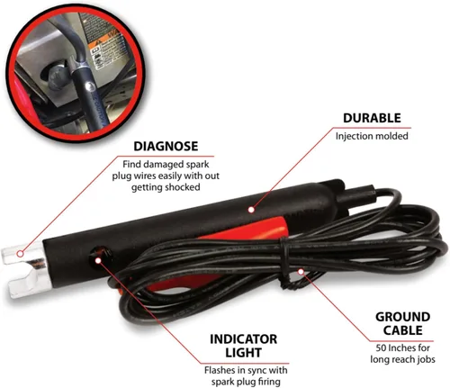 Vista 3 de Performance Tool W80530 Probador de cables de bujía: identifica fácilmente los cables dañados con el probador intermitente sincronizado