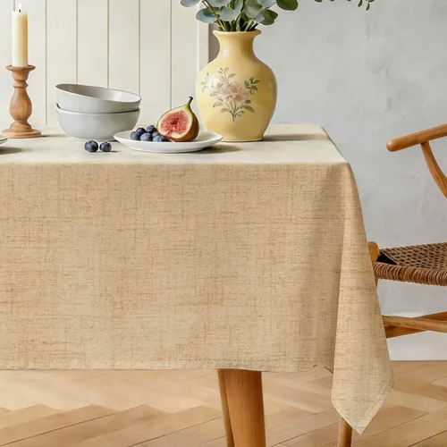 Vista 18 de Mantel rectangular de lino natural, mantel ligero con textura de otoño de 52 x 70 pulgadas, resistente al agua, resistente a las manchas, mantel
