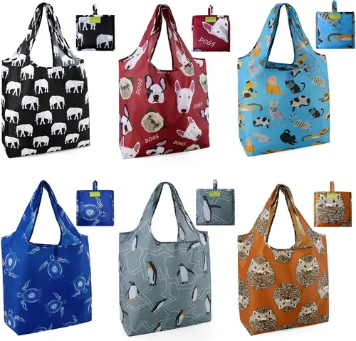 Vista 34 de Bolsas de la compra de animales reutilizables plegables bolsas de comestibles
