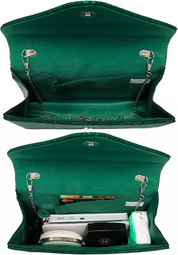 Vista 6 de Dasein Bolso de mano de satén esmerilado para mujer, bolso cruzado para fiesta, graduación, boda, sobre