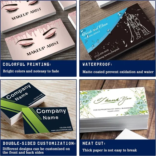 Vista 4 de Tarjetas de visita personalizadas con tu logotipo, tarjeta impresa personalizada para fotos de pequeñas empresas, frente y trasera, impermeable