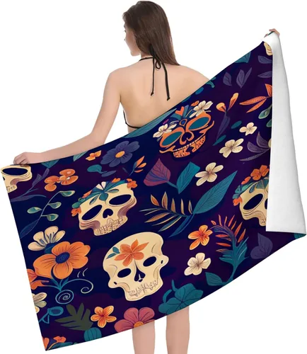 Vista 14 de Duerme en tu toalla de playa con patrón de flores de perezoso, sin arena, de secado rápido, extra grande, ligera, para viajes, para adultos