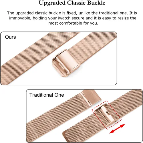 Vista 5 de Correa de metal compatible con iWatch 38mm 40mm 42mm 44mm, de acero inoxidable, tejido de metal fino pequeño suave, repuesto para iWatch Series 6 5