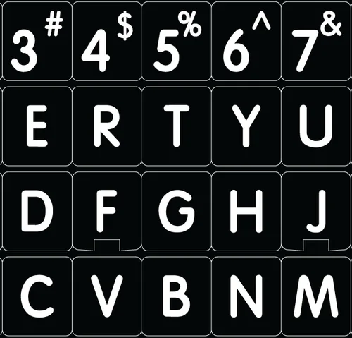Vista 2 de Mac Inglés teclado de grandes letras calcomanía opaco nuevo mate, Negro