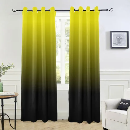 Vista 14 de Cortinas amarillas y azules de 84 pulgadas, 1 pieza, cortinas de puerta para tratamientos de ventanas, divisores de habitación, cortinas de cocina