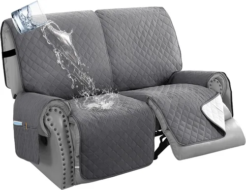 Vista 24 de H.VERSAILTEX Funda impermeable 100% impermeable para sofá biplaza reclinable de 2 piezas, protector de muebles suave y grueso con bolsillos lavables