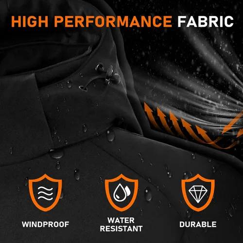Vista 3 de EAY Mens Heated Jacket with Battery Pack 7.4V and Detachable Hood, Rechargeable Waterproof Eletric Heated Coat for Men