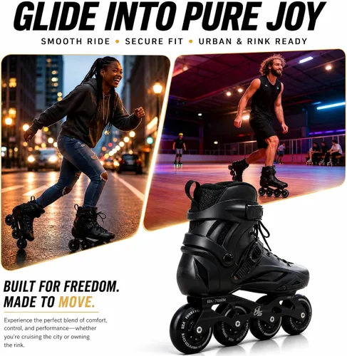 Vista 8 de Patines en línea para mujeres y hombres, patines profesionales de fitness con ruedas de poliuretano para hombres y mujeres, patines de alto