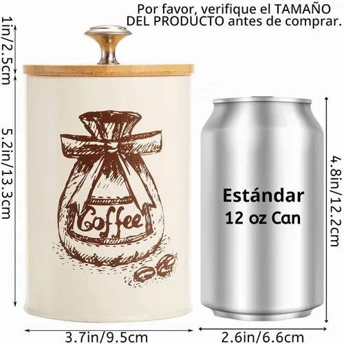 Vista 2 de Juego de recipientes pequeños para encimera de cocina, juego de recipientes de café de 25 onzas, recipiente de cocina vintage de metal, paquete