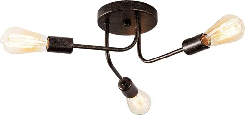 Vista 14 de 2 lámparas de techo industriales semiempotradas con ramificación de metal ajustable, soporte E26, pintado en negro, para cocina, sala de estar