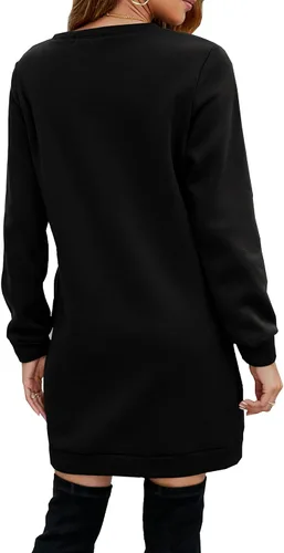 Vista 3 de Miselon - Vestido casual de vellón polar para mujer, sin botones, vestido tipo suéter, tamaño mini, con bolsillos
