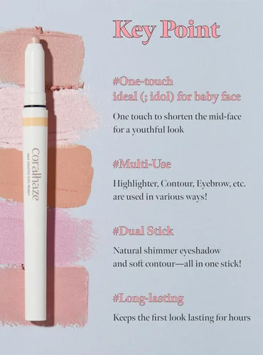 Vista 4 de CORALHAZE Idol AEGYO-SAL Maker 01 Champagne Beige, resaltador 2 en 1 para debajo de los ojos y delineador de contorno para ojos brillantes