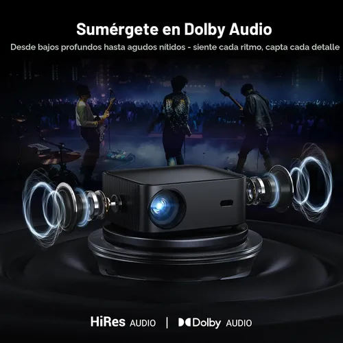 Vista 4 de HAPPRUN Proyector inteligente Full HD con aplicación de transmisión Negro