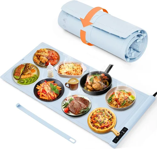 Vista 13 de Tapete de calentamiento para alimentos extra grande: bandejas de calentamiento eléctricas de 24 x 16 pulgadas para fiestas de bufets, calentadores