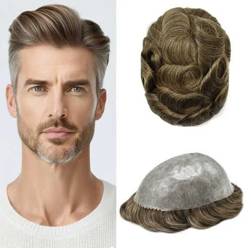 Vista 20 de Mens Toupee Hair System para hombres Piezas de pelo Sistema de reemplazo Poly Skin Toupee para hombres Protesis Capilar Para Hombre 6X8#1 Jet Black