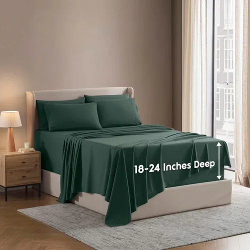 Vista 47 de Nestl - Juego de sábanas de bolsillo extraprofundo y de microfibra suave, 7 piezas, sábanas y fundas de almohada resistentes a la decoloración