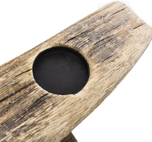 Vista 7 de Juego de 3 portavelas de madera para velas de té de madera rústica, soportes votivos, centros de mesa decorativos para bodas, fiestas, vacaciones