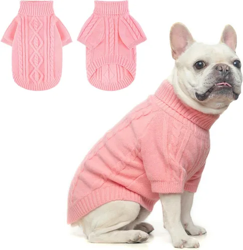 Vista 15 de BEAUTYZOO Suéteres de perro para perros pequeños, ropa de punto con agujero Pompones beige
