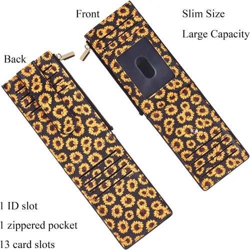 Vista 3 de Chelmon Cartera para mujer delgada con bloqueo RFID, billetera plegable con varios compartimientos para tarjetas con bolsillo con cremallera