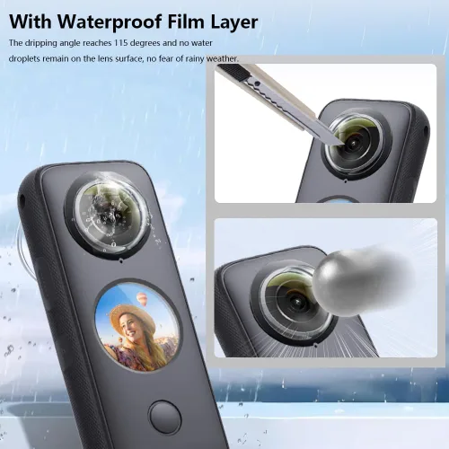 Vista 7 de Protector de lente para Insta360 X2, protector de lente extraíble de policarbonato para accesorios Insta 360 X2 (2 juegos - 4 piezas)