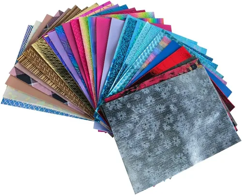 Vista 5 de XHT Hojas de piel sintética al azar, 30 piezas de 8 x 12 pulgadas, holográfica en relieve texturizado de cuero sintético para manualidades