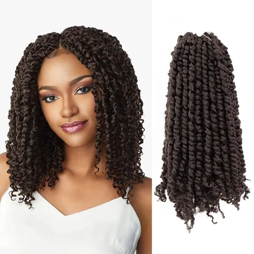 Vista 15 de Fulcrum Pelo de ganchillo Passion Twist de 8 pulgadas, 9 paquetes de cabello pretrenzado y prerrizado para mujeres negras (8 pulgadas