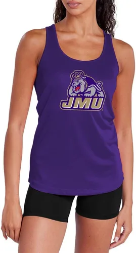 Vista 133 de Camiseta deportiva sin mangas oficial de NCAA Collegiate para mujer, con espalda cruzada, colección con logotipo primario